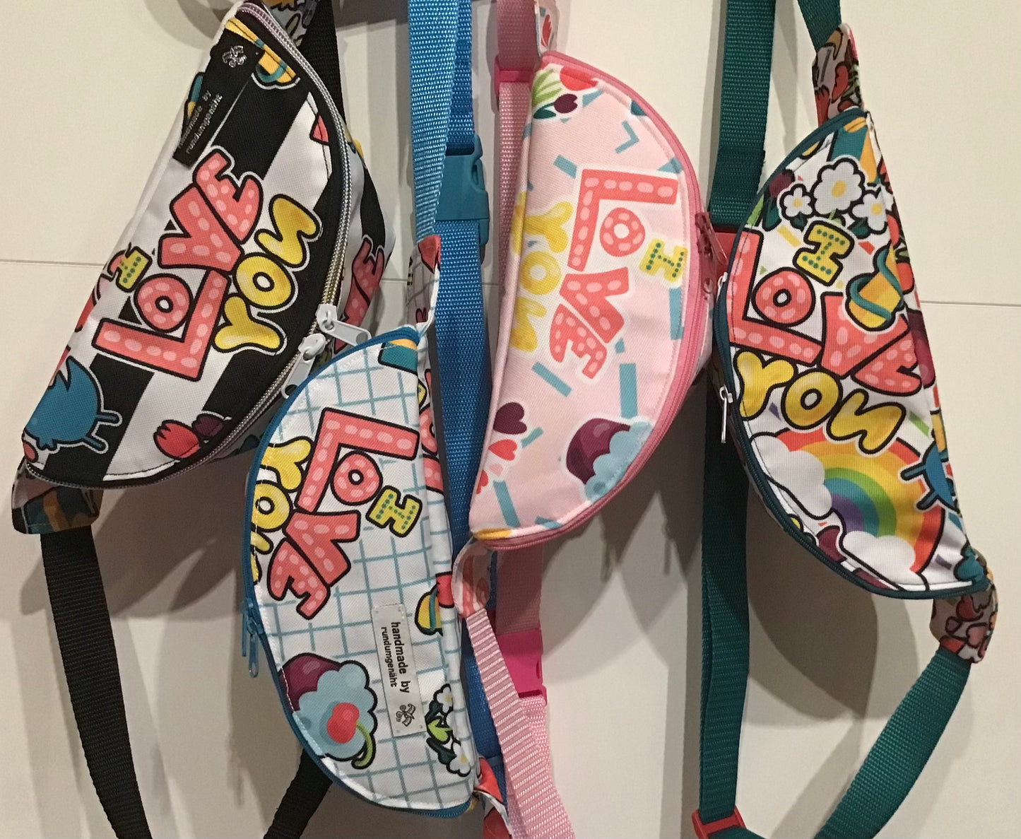 Handgefertigte Bauchtasche slingbag rosa